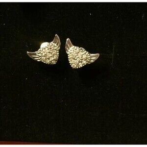 Angel Wings Pave Heart Earrings Jewelry In Memory Lost Loved One Womens Girls